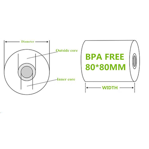 50g 80 * 80mm BPA Gratis Kwitansiepapier